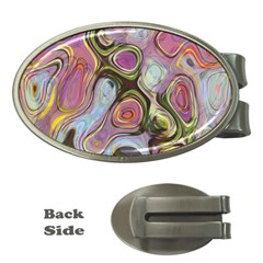 Retro Background Colorful Hippie Money Clips (Oval) 