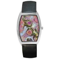 Retro Background Colorful Hippie Barrel Style Metal Watch