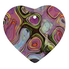 Retro Background Colorful Hippie Heart Ornament (Two Sides)