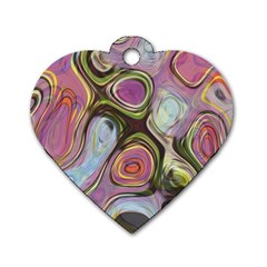 Retro Background Colorful Hippie Dog Tag Heart (One Side)