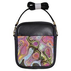 Retro Background Colorful Hippie Girls Sling Bags