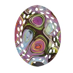 Retro Background Colorful Hippie Oval Filigree Ornament (Two Sides)