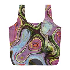 Retro Background Colorful Hippie Full Print Recycle Bags (L) 