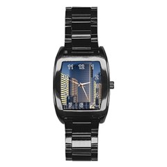 Skyscraper Skyscrapers Building Stainless Steel Barrel Watch