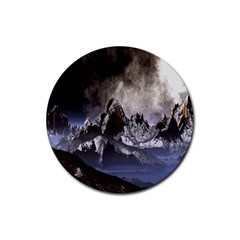 Mountains Moon Earth Space Rubber Coaster (round) 