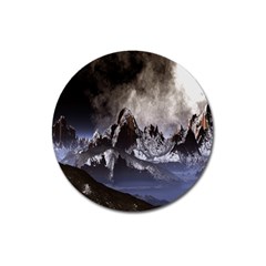 Mountains Moon Earth Space Magnet 3  (round) by Sapixe