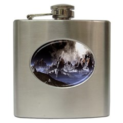 Mountains Moon Earth Space Hip Flask (6 Oz)