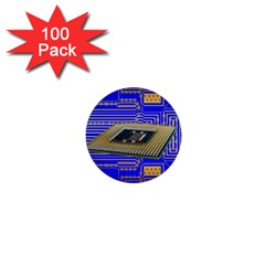 Processor Cpu Board Circuits 1  Mini Buttons (100 Pack) 