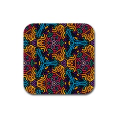 Grubby Colors Kaleidoscope Pattern Rubber Square Coaster (4 Pack) 
