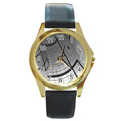 Graphic Design Background Round Gold Metal Watch