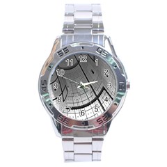 Graphic Design Background Stainless Steel Analogue Watch