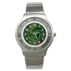 Board Computer Chip Data Processing Stainless Steel Watch