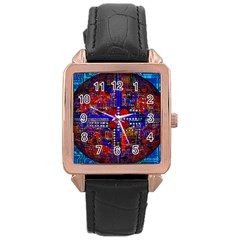 Board Interfaces Digital Global Rose Gold Leather Watch  by Sapixe