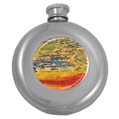 The Framework Drawing Color Texture Round Hip Flask (5 Oz) by Sapixe