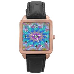 Fractal Curve Decor Twist Twirl Rose Gold Leather Watch  by Sapixe