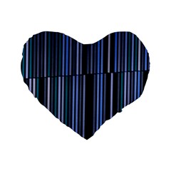 Shades Of Blue Stripes Striped Pattern Standard 16  Premium Flano Heart Shape Cushions by yoursparklingshop