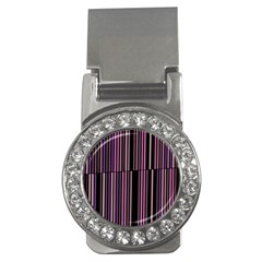 Shades Of Pink And Black Striped Pattern Money Clips (cz) 