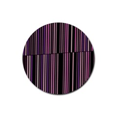 Shades Of Pink And Black Striped Pattern Rubber Coaster (round)  by yoursparklingshop