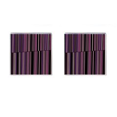 Shades of Pink and Black Striped Pattern Cufflinks (Square)