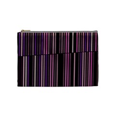 Shades Of Pink And Black Striped Pattern Cosmetic Bag (medium)  by yoursparklingshop