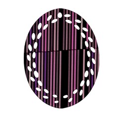 Shades Of Pink And Black Striped Pattern Oval Filigree Ornament (two Sides) by yoursparklingshop