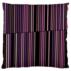 Shades of Pink and Black Striped Pattern Large Flano Cushion Case (Two Sides)