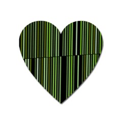 Shades Of Green Stripes Striped Pattern Heart Magnet