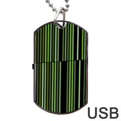 Shades Of Green Stripes Striped Pattern Dog Tag Usb Flash (one Side) by yoursparklingshop