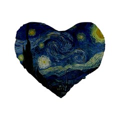 The Starry Night  Standard 16  Premium Heart Shape Cushions by Valentinaart