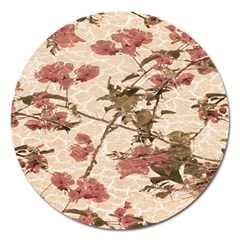 Textured Vintage Floral Design Magnet 5  (round) by dflcprints