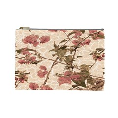 Textured Vintage Floral Design Cosmetic Bag (large)  by dflcprints