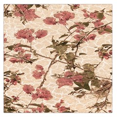 Textured Vintage Floral Design Large Satin Scarf (square) by dflcprints