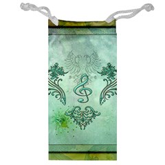 Music, Decorative Clef With Floral Elements Jewelry Bag by FantasyWorld7