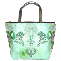 Music, Decorative Clef With Floral Elements Bucket Bags by FantasyWorld7