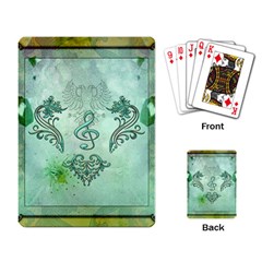 Music, Decorative Clef With Floral Elements Playing Card by FantasyWorld7