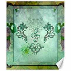 Music, Decorative Clef With Floral Elements Canvas 20  X 24   by FantasyWorld7