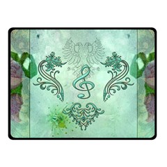 Music, Decorative Clef With Floral Elements Fleece Blanket (small) by FantasyWorld7