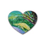 Yellow Boat And Coral Tree Rubber Coaster (Heart)  Front