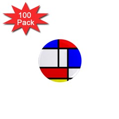 Piet Mondrian Mondriaan Style 1  Mini Magnets (100 Pack)  by yoursparklingshop