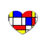 Piet Mondrian Mondriaan Style Rubber Coaster (Heart)  Front