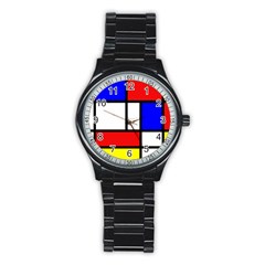 Piet Mondrian Mondriaan Style Stainless Steel Round Watch by yoursparklingshop