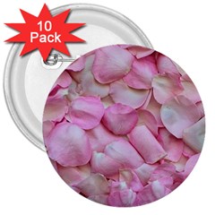 Romantic Pink Rose Petals Floral  3  Buttons (10 Pack)  by yoursparklingshop