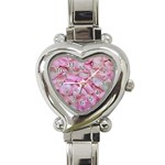 Romantic Pink Rose Petals Floral  Heart Italian Charm Watch Front