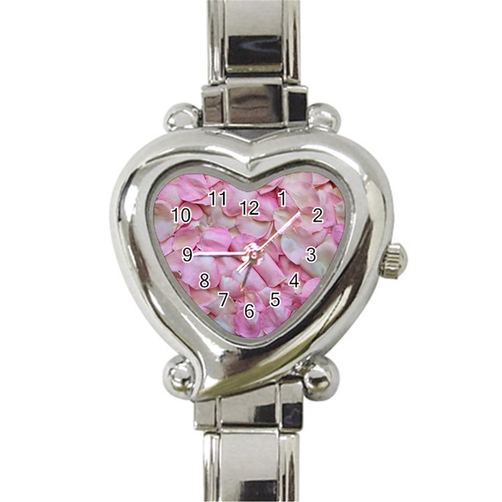 Romantic Pink Rose Petals Floral  Heart Italian Charm Watch