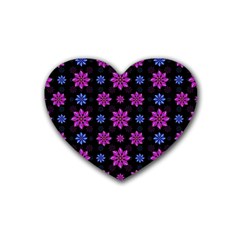 Stylized Dark Floral Pattern Heart Coaster (4 Pack)  by dflcprints