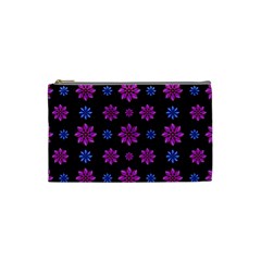Stylized Dark Floral Pattern Cosmetic Bag (small)  by dflcprints