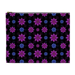 Stylized Dark Floral Pattern Cosmetic Bag (xl) by dflcprints