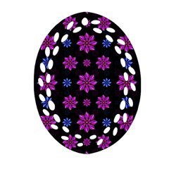 Stylized Dark Floral Pattern Ornament (oval Filigree) by dflcprints