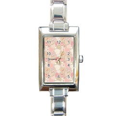 Cute Romantic Hearts Pattern Rectangle Italian Charm Watch by yoursparklingshop