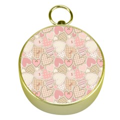Cute Romantic Hearts Pattern Gold Compasses by yoursparklingshop